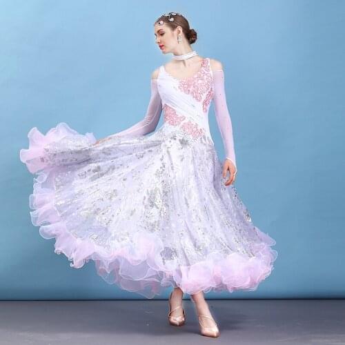 Flamenco Dance Skirt for Women Ballroom Dance Competition Dress Adult Standard Modern Costumes 2019 New Arrivals 4 Colors F0006