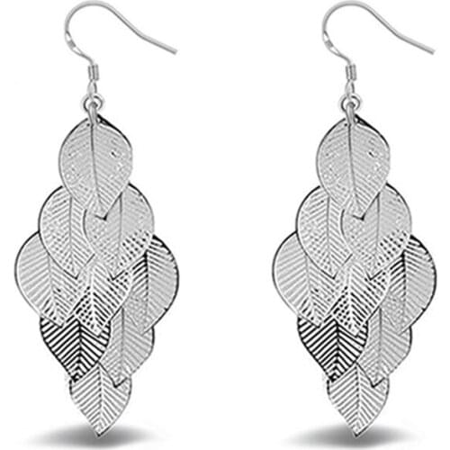 Women Filigree Leaf Cluster Earrings Fashion Chandelier Drop Dangle Earrings Fashion Gift Jewelry For Girls