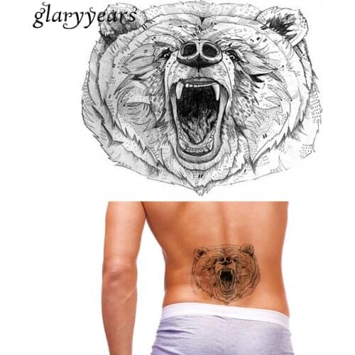 1 Sheet Temporary Inspired Body Tattoo Sticker KM-009 DIY Chest Waist Art for Women Indignation Bear Decal Tattoo Sticker Design