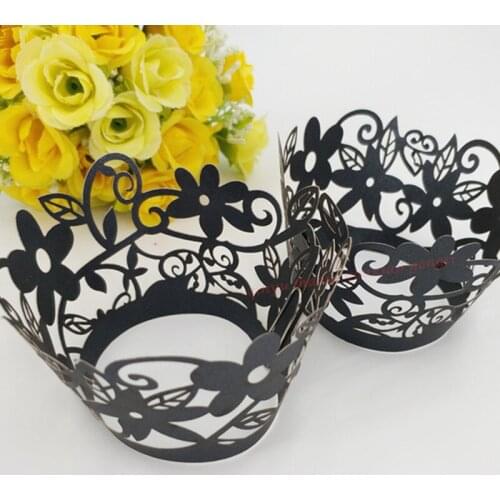 100PCS HANTANG Lace Laser Cut Cupcake Wrapper Liner Baking Cup Hollow Paper Cake Cup DIY Baking Fondant Moulds Cake Edge 5Z