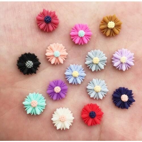 100PCS Resin Lovely 10mm Colorful Daisy Flower Flatback Stone DIY Wedding Scrapbook Appliques Ornaments Crafts SF925