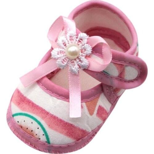 2021 Baby Infant Shoes Girls Stripped Bow Soft Sole Prewalker Warm Casual Flat Shoes Newborn Toddler First Walker Sole Anti-Slip