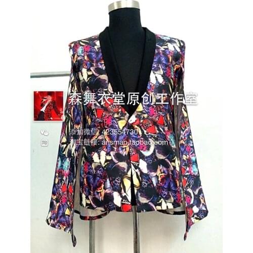 2021 Mens New Fashion Slim Suits Nightclub Stage Dj Ds The Butterfly Cloak Suit Plus Size Singer Stage Costumes Formal Dress