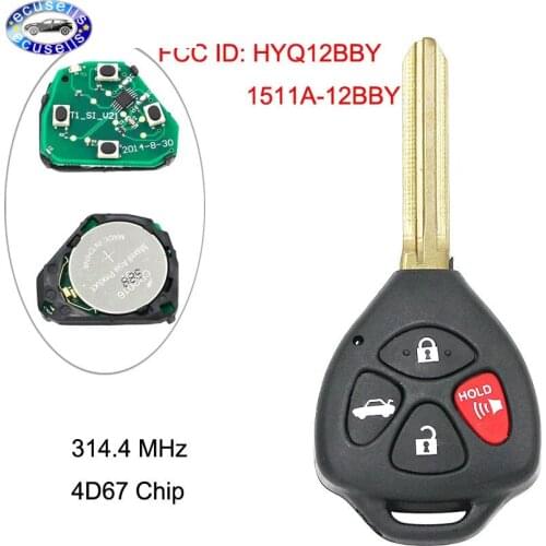 4 Buttons Remote Key(USA)315MHz 4D67,4D-67 Chip inside for Toyota 2007-2010 AVALON/COROLLA TOY43 Blade 3+1 Buttons
