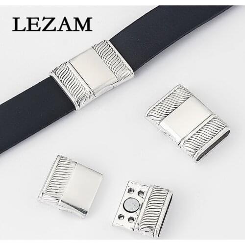 5 Sets Antique Flat Magnetic Clasps 16x3mm Hole Leather Bracelet Jewelry Findings