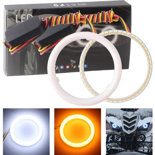 6pcs(3pairs) 12VDC Milk White&Amber 95mm 30 SMD Angel Eyes Led Halo Rings Cars DRL Daytime Driving 60/70/80/90/95/100/110/120mm