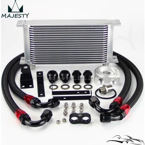 Aluminum 19 Row Engine Oil Cooler with Filter Adapter Kit For S2000 F20 F22 silver