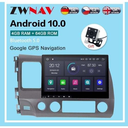 Android 10.0 4+64G Car Radio GPS Navigation for Honda Civic 2007-2011 Multimedia Player Radio video stereo head unit dsp wifi