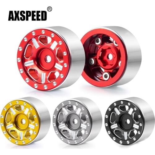 AXSPEED 4Pcs 1.0'' 27.5*14.5mm Metal Beadlock Wheel Rims Hubs for Axial SCX24 90081 1/24 RC Crawler Car Truck Parts Accessories