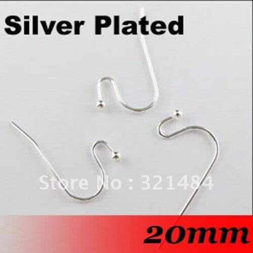 Free ship! 2000PCS Silver Plated French Earwire Ball End Earring Hook Wires Findings