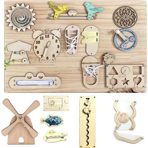 Busy Board Wood Accessories DIY Montessori Activity Material Robot Slide Match Version Toys Early Education Basic Skill Learning