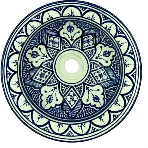 Ethnic lavatory bathroom sink ceramic furnishing Morocco hand painted 2303211149