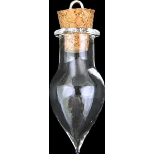 10 Pcs Reusable Transparent Tear Drop Glass Bottles with Cork Top DIY Jewelry Pendants Wishing Bottles Jars Gift Tear Drop