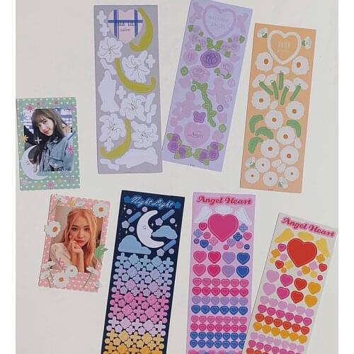 Kawaii Love Flower Ribbon Moon Stickers Ins Korean Decoration Scrapbooking Material Diary Album Label Cute Stationery Sticker