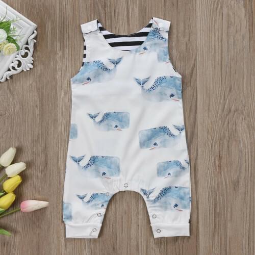 2020 Summer Baby Clothing Newborn Kid Baby Boy Sleeveless Whales Print Romper Jumpsuit Sunsuit Playsuits Casual Outfit Clothes