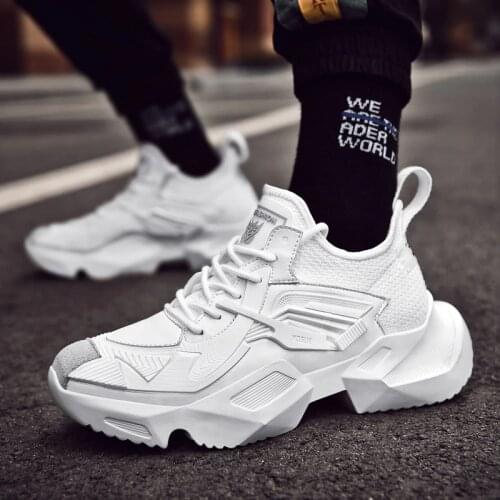 New Men Thick Sole Running shoes outdoor Comfortable PU Jogging Walking sneakers Mens Breathable anti-skid training sports shoes