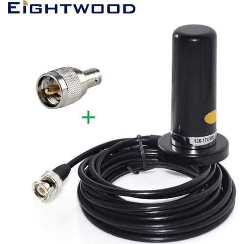 Eightwood Vehicle/Car Mobile Radio 9 cm Antenna Magnetic Mount 5m Cable VHF/UHF Dual Band BNC Male for BC75XLT BC125AT Scanner