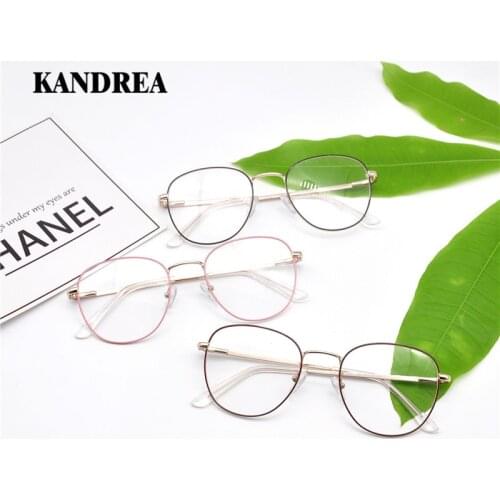 KANDREA Metal Round Reading Glasses for Women&Men Clear Lens Spectacles Female Optical Eyewear Unisex Fashion Eyeglasses Frame
