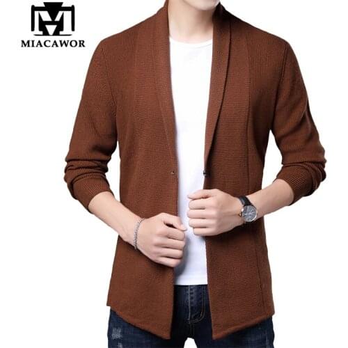 MIACAWOR 2020 New Cardigan Men Autumn Winter Wool Sweatercoat Casual Men Windbreaker Knitred Pull Homme Slim Fit Jumpers Y261