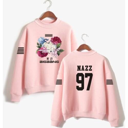 NEW FASHION K-pop Korea Flower Road Bigbang Hoodie Sweatshirt Women Fashion Bigbang Fans Turtleneck Capless Sweatshirt Clothes