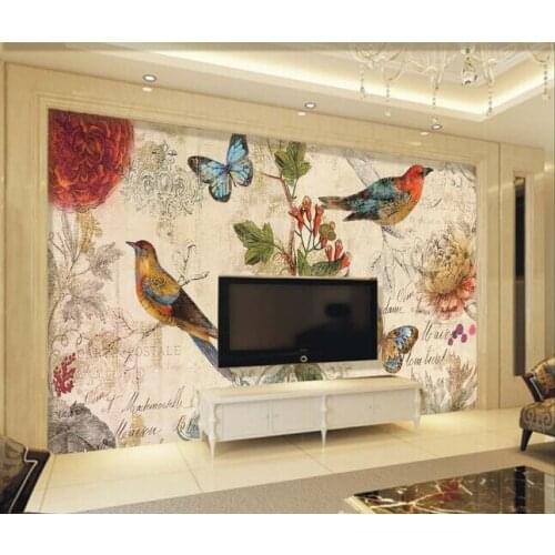 Custom retro wallpaper, tree bird painted canvas for the living room bedroom TV background wall waterproof papel de parede
