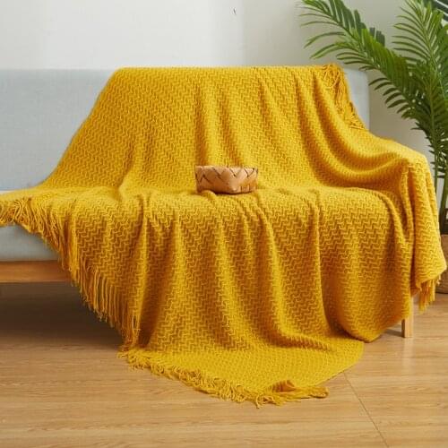 New Sofa Blanket Blanket Bed End Blanket Knitted Cross-border Blanket Air Conditioning Blanket Tassel Nap Woolen Blanket