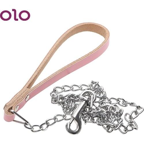 OLO Fetish Sex Toys for Couple SM Bondage Neck Collar Ring Erotic Posture Sex Collar with Chain Slave Restraints PU Leather