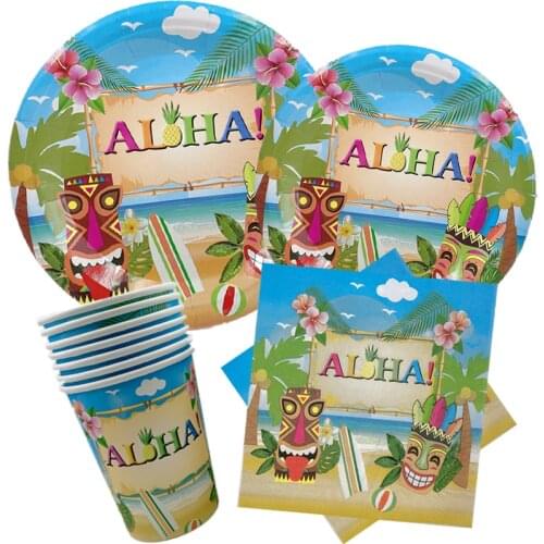 Omilut Luau Aloha Sumemer Party Disposable Plates/Cups/Napkins Hawaii Aloha Party Decor Tropical Palm Leaf Party Supplies Decor