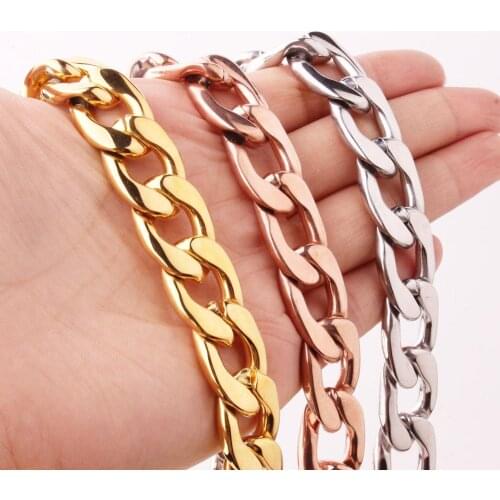 Stainless Steel Collar Necklace for Men Women Curb Cuban Link Chain Gold Silver Color Punk Choker Fashion Male Jewelry Gift 2020