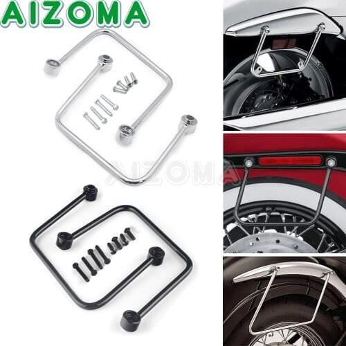 Pair Black/Chrome Motorcycle Saddlebags Support Bars Frame Saddle Bag Mounting Bracket For Harley Softail FLSL FXBB 2018-2021
