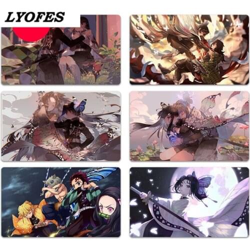 Popular Anime Demon Slayer Kimetsu No Yaiba Large Mouse Pad Black Lock Edge Computer Table Mat Speed Rubber Non-slip Carpet