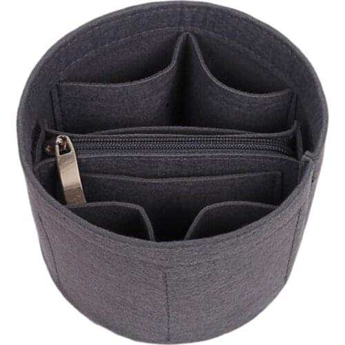 Simple Style Ladies Cosmetic Bag Bucket Bag Felt Liner Purse Handbag Storage Bag Fashion Handbag for Women Girls