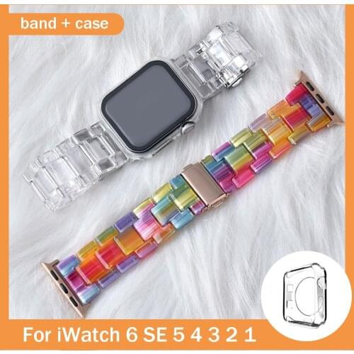 Transparent jelly resin strap for Apple Watch Series 6 SE 5 4 3 2 Strap Bracelet for iWatch 38/40/42/44mm Watchband Accessories