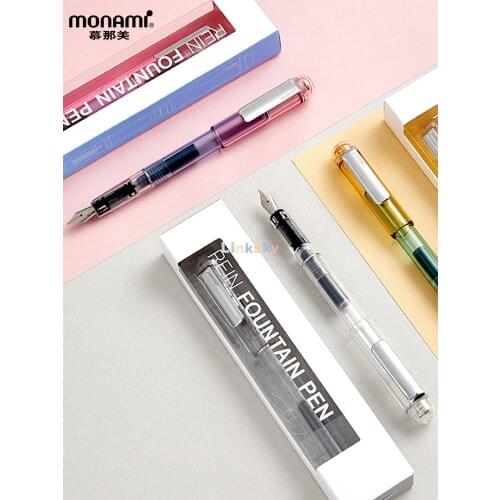 Monami Rein Fountain Pen,0.38mm, Smooth Writing and Comfortable,Simple and Transparent Pen Body,Gift set Stationery