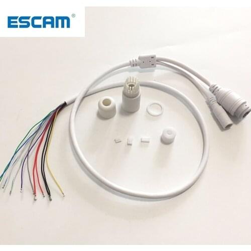 ESCAM CCTV IP POE Network WiFi HD Camera PCB Module video power Weatherproof POE Cable RJ45 female & DC male White