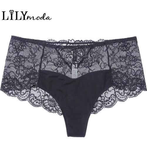 New Seamless Lace Panties For Women Sexy Transparent Floral Lace Low Waist Lifting Underwear Soft Pure Cotton Crotch Short Brief