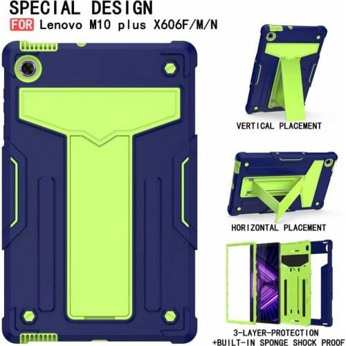 PC+TPU Silicon Stand Shell Shockproof Tablet Cover For Lenovo FHD Plus M10 Plus X606X X606F X606M X606V 10.3" Funda
