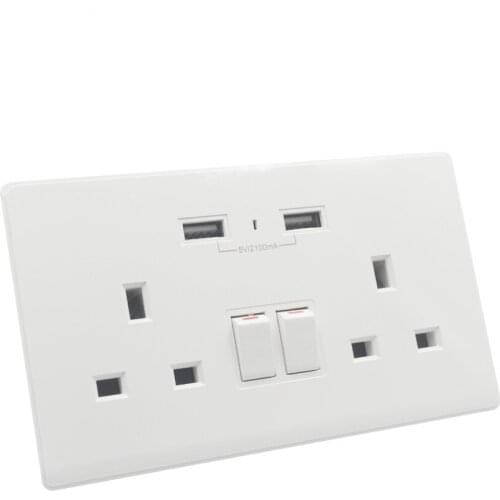 Smart WIFI Wall Socket UK 13AMP Electrical Power Smart Home Tuya Wifi Smart Wall Socket Switch with 2 USB 2.1A Ports