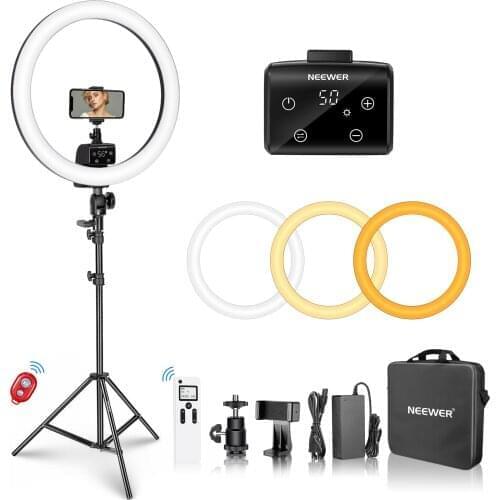 Neewer Advanced 18-inch LED Ring Light Support Manual Touch Control with LCD Screen, Remote and Multiple Lights Control, Stand