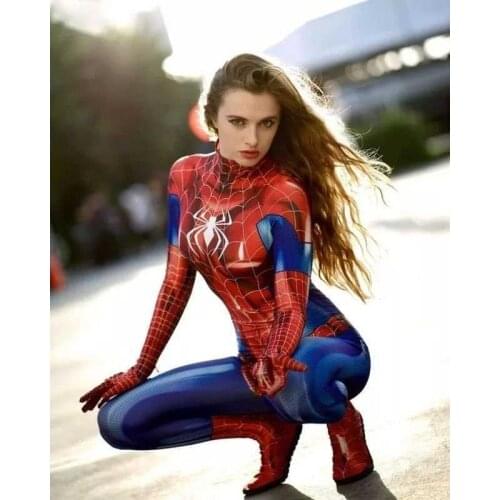 Adults Kids MJ Cosplay Costume Female Woman Halloween Costume Girls Zentai Bodysuit Hot Sale