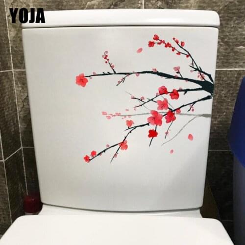 YOJA 22.8*23.7CM Classical Ink Painting Plum Classic Toilet Sticker Home Room Wall Decor Decal T1-0967
