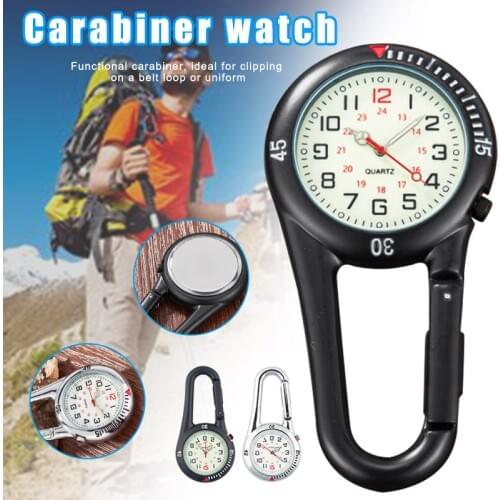 Clip on Carabiner FOB Watch Clock for Hiking Mountaineering Outdoor Backpack YS-BUY