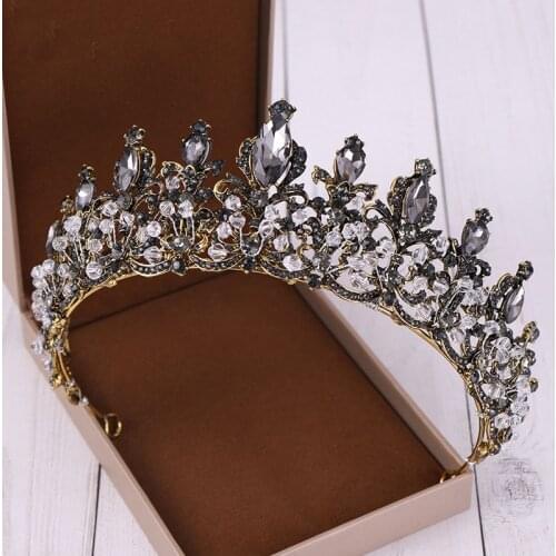 Vintage Baroque Wedding Hair Jewelry Accessories for Women Crystal Bridal Tiara and Crown Rhinestone Bride Diadem Headpiece BH