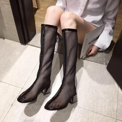 2020 Ladies Summer New Thick With Mesh Sandals Womens Hollow Boots Childrens High Heel Sandals Botas Mujer Sandalia Feminina