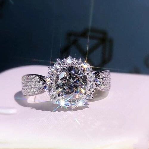 Hollow Flower Sona Diamond Ring 925 sterling silver Engagement Wedding band Rings for Women Bridal Party moissanite Jewelry
