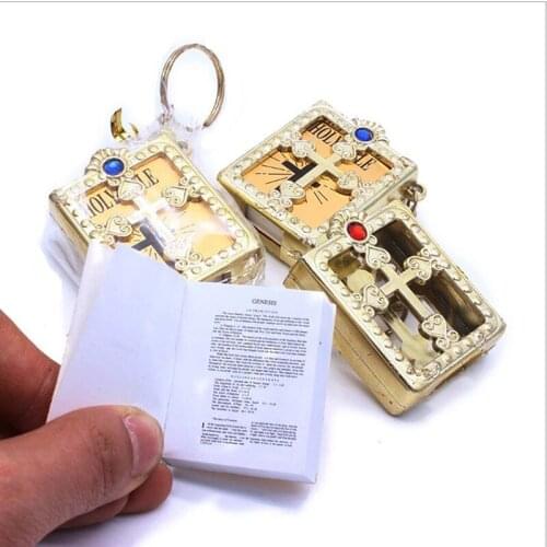 1pcs Mini Holy Bible Key Chain Book Keychain Religion English Version Christian Jesus Key Ring Keyring Gift