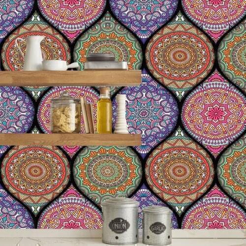 10/15/20/30 Colorful Retro Tile Wall Sticker Kitchen Stairs Door Wardrobe Decoration Wallpaper Peel & Stick Vinly Customed