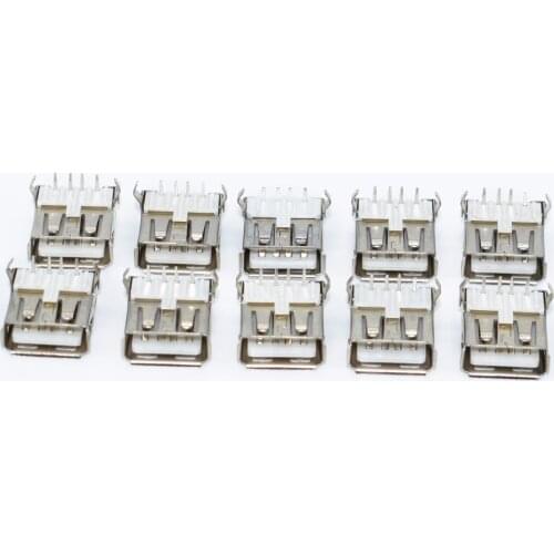 100Pcs USB Type A Standard Port Female Solder Jacks Connector PCB Socket USB-A type