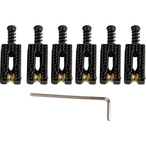 6pcs/set Roller Bridge Tremolo Saddles With 1 Wrench For Electric Guitar Black Repair Tool Parts