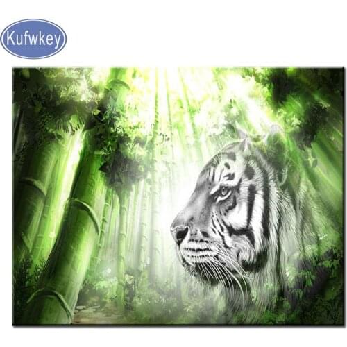 5D DIY Diamond Painting white Tiger Scenery Cross Stitch Needlework Diamond Embroidery Home Decoration Diamond mosaic new 2019